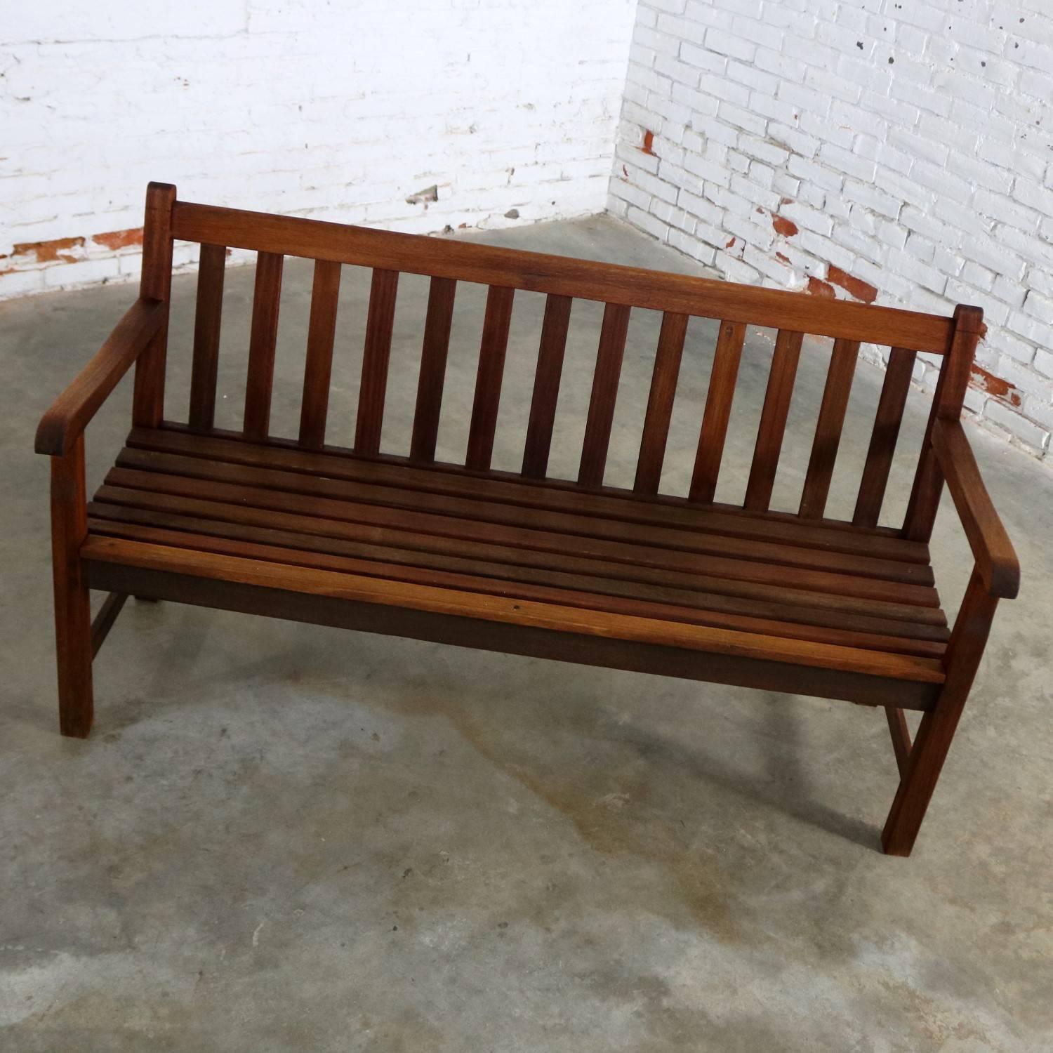 Adirondack Vintage Windsor Natural Teak Outdoor Three-Seat Bench