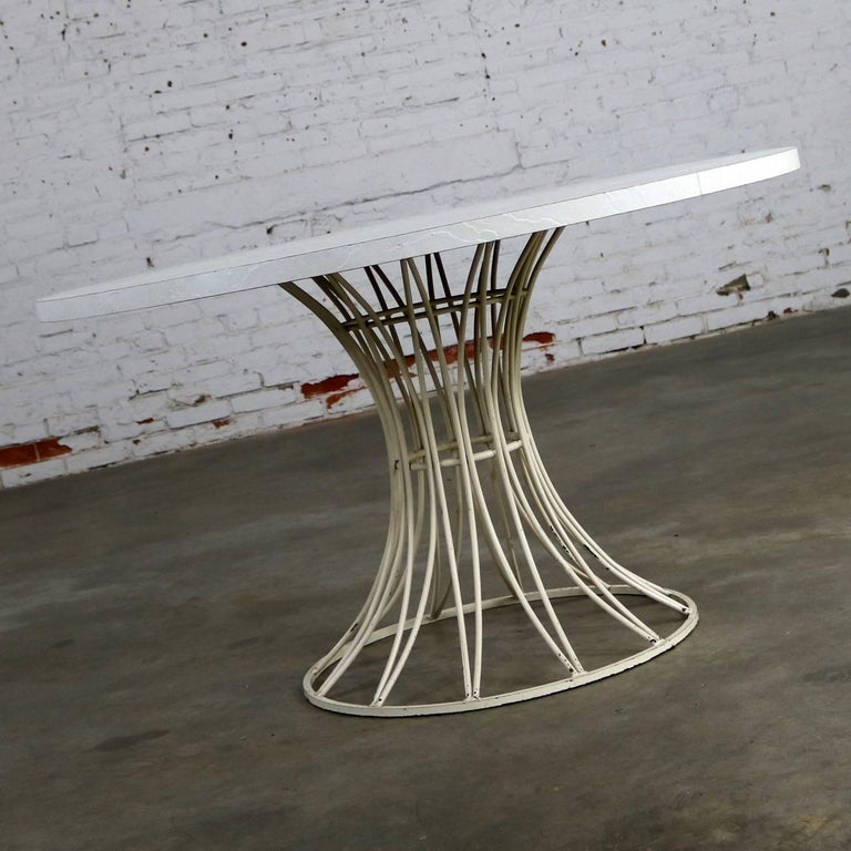 MidCentury Modern Round Wrought Iron Patio Dining Table in Arturo Pani