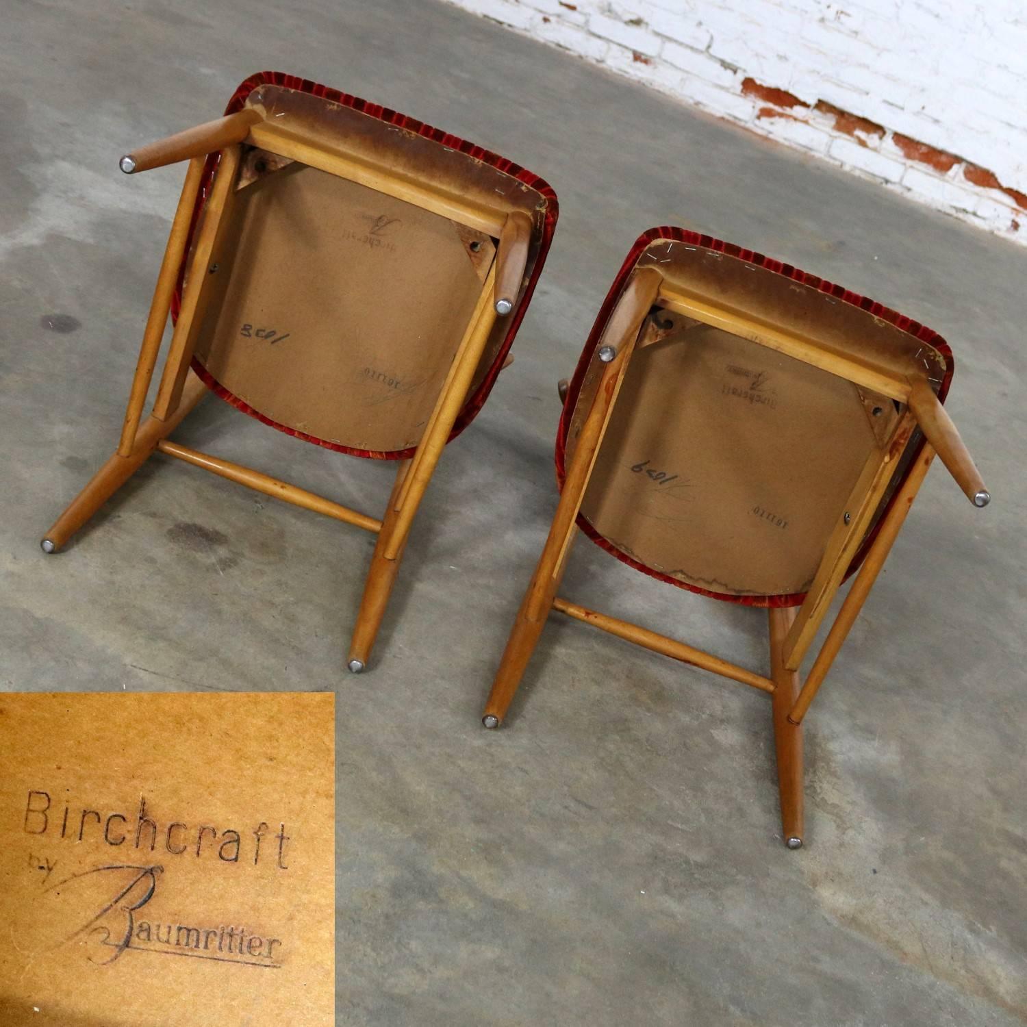 Pair of Mid-Century Modern Birchcraft Danish Style Side Chairs by Baumritter In Good Condition In Topeka, KS