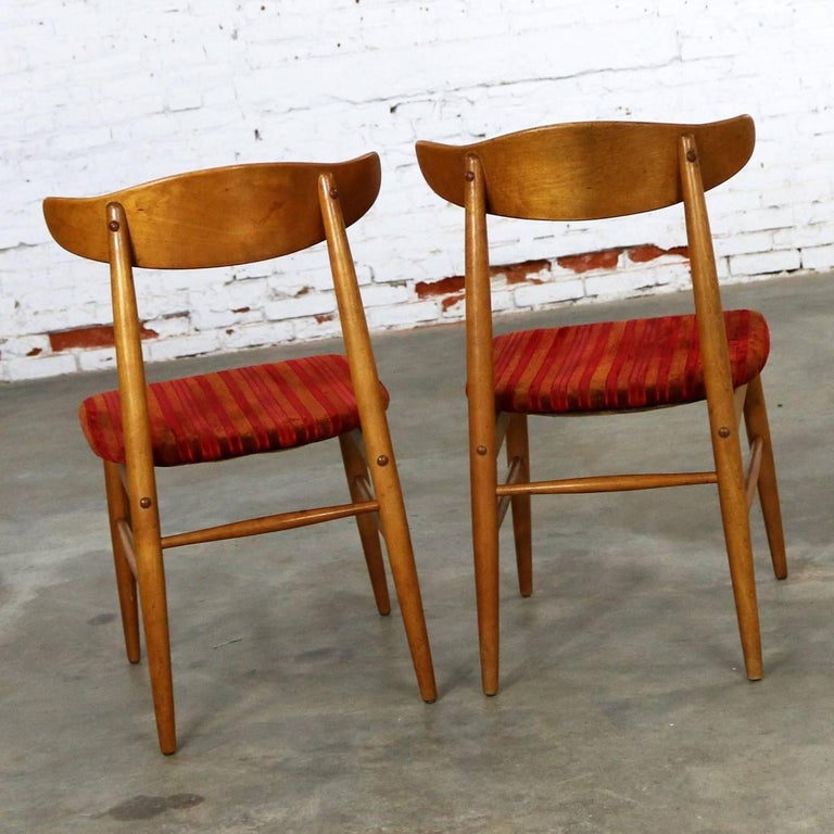 Fabric Pair of Mid-Century Modern Birchcraft Danish Style Side Chairs by Baumritter For Sale