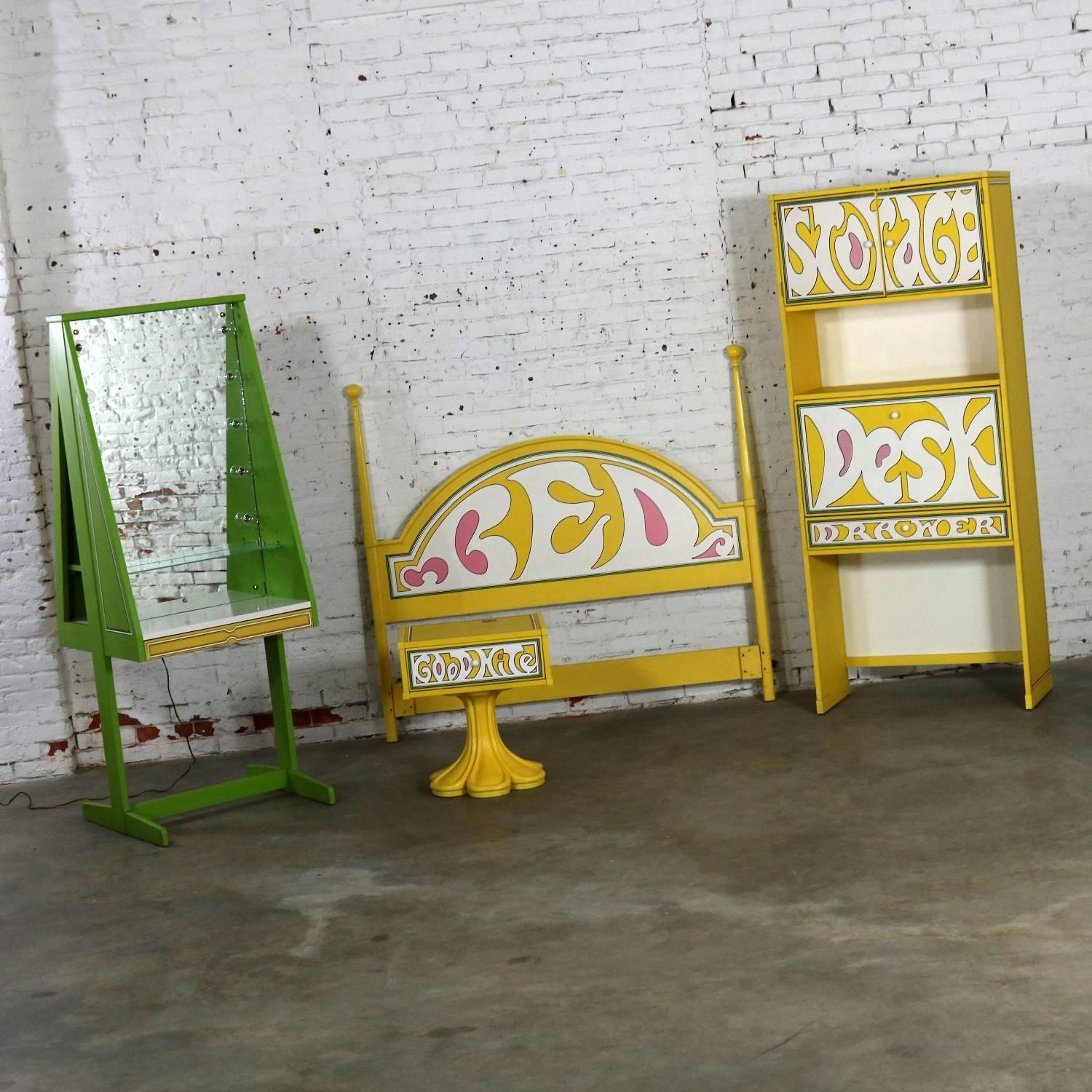 Late 20th Century Drexel Plus One Peter Max Style Four-Piece Bedroom Set, 1970