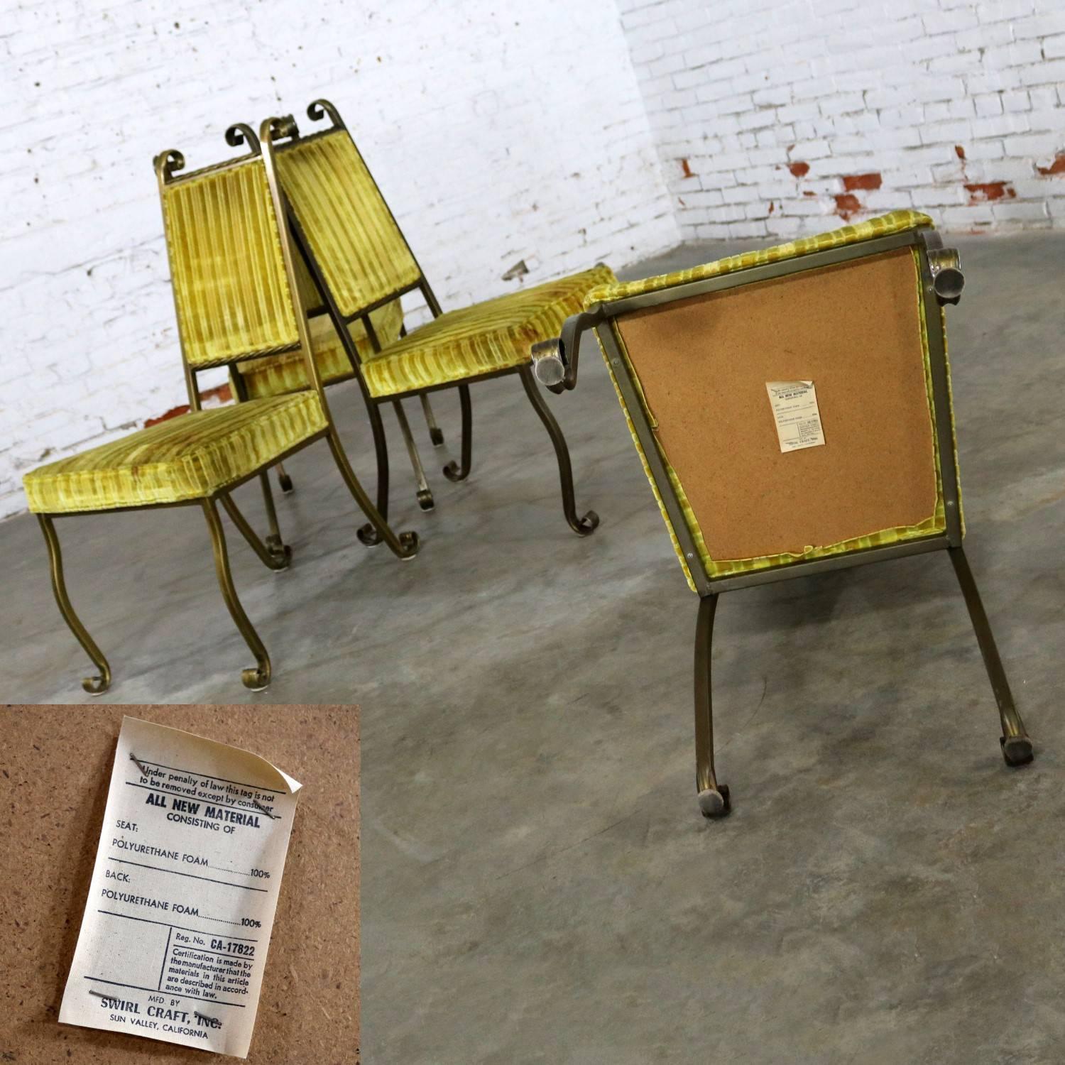 Quatre chaises de salle à manger en fer forgé Hollywood Regency par Swirl Craft of Sun Valley en vente 2