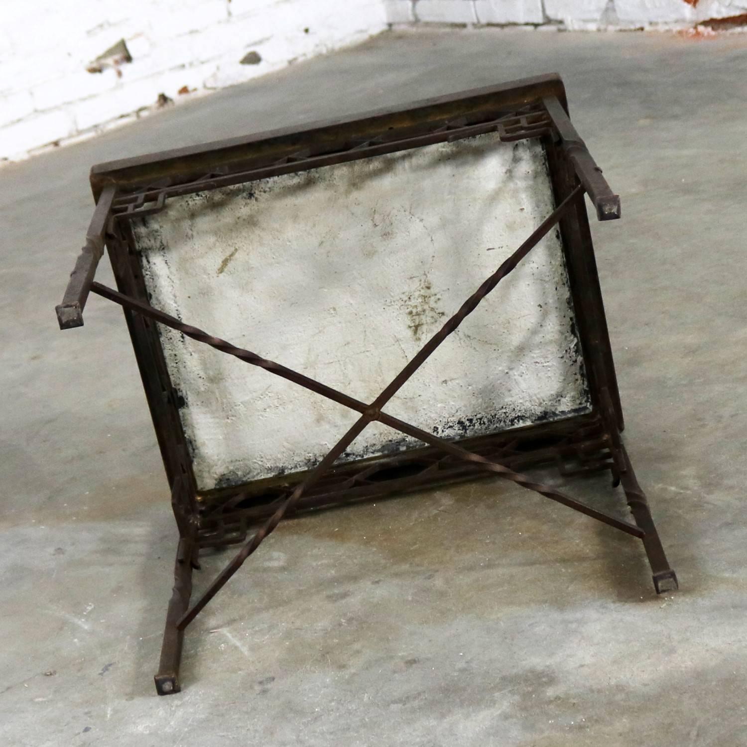 Art Deco Wrought Iron and Tile Side Table California Style Tiles 2