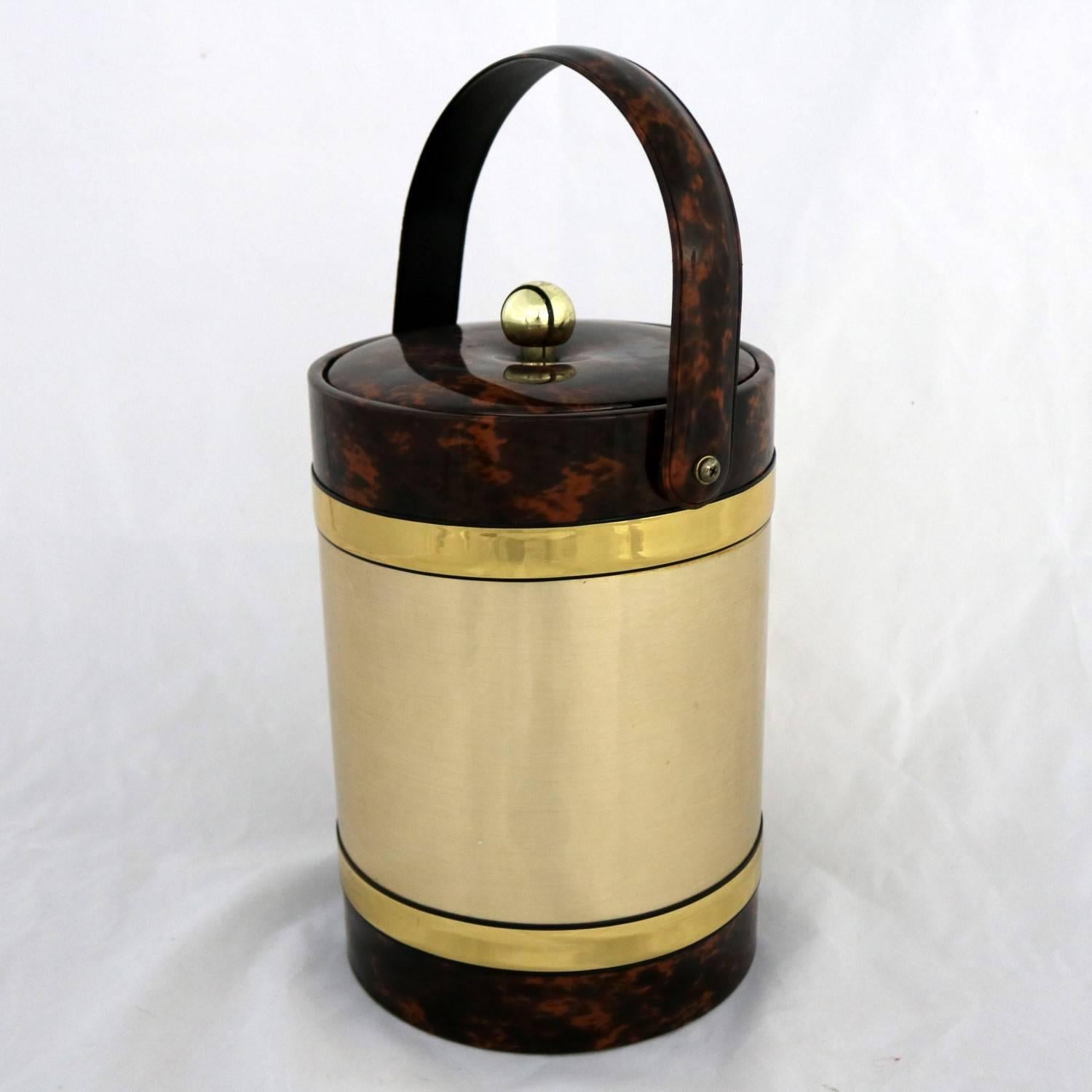 Georges Briard Ice Bucket Gold and Faux Tortoiseshell Vinyl, Mid-Century Modern 2