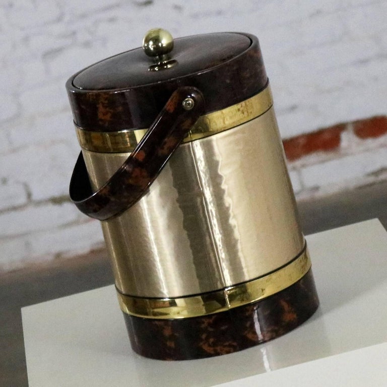 Briard Ice Bucket Gold and Faux Tortoiseshell Vinyl, Mid