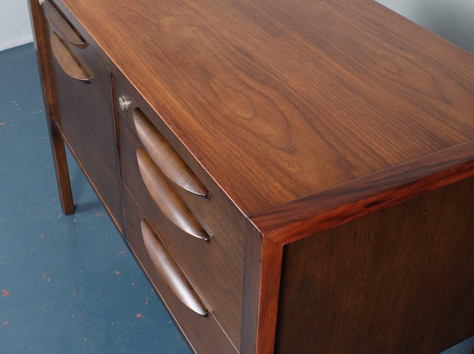 American 1960's Jens Risom Walnut Credenza For Sale