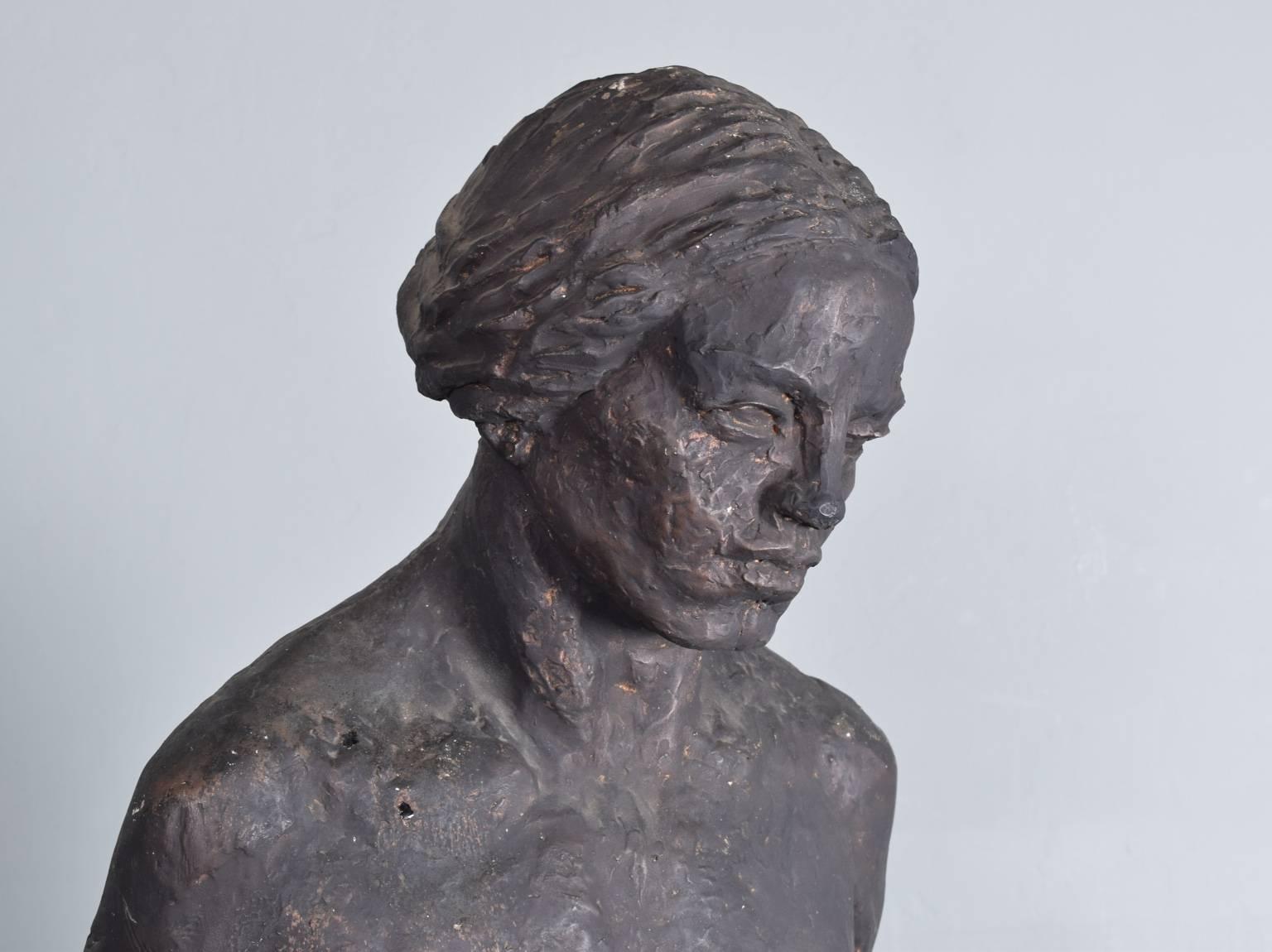 British 20th Century Lifesize Plaster Female Nude Sculpture