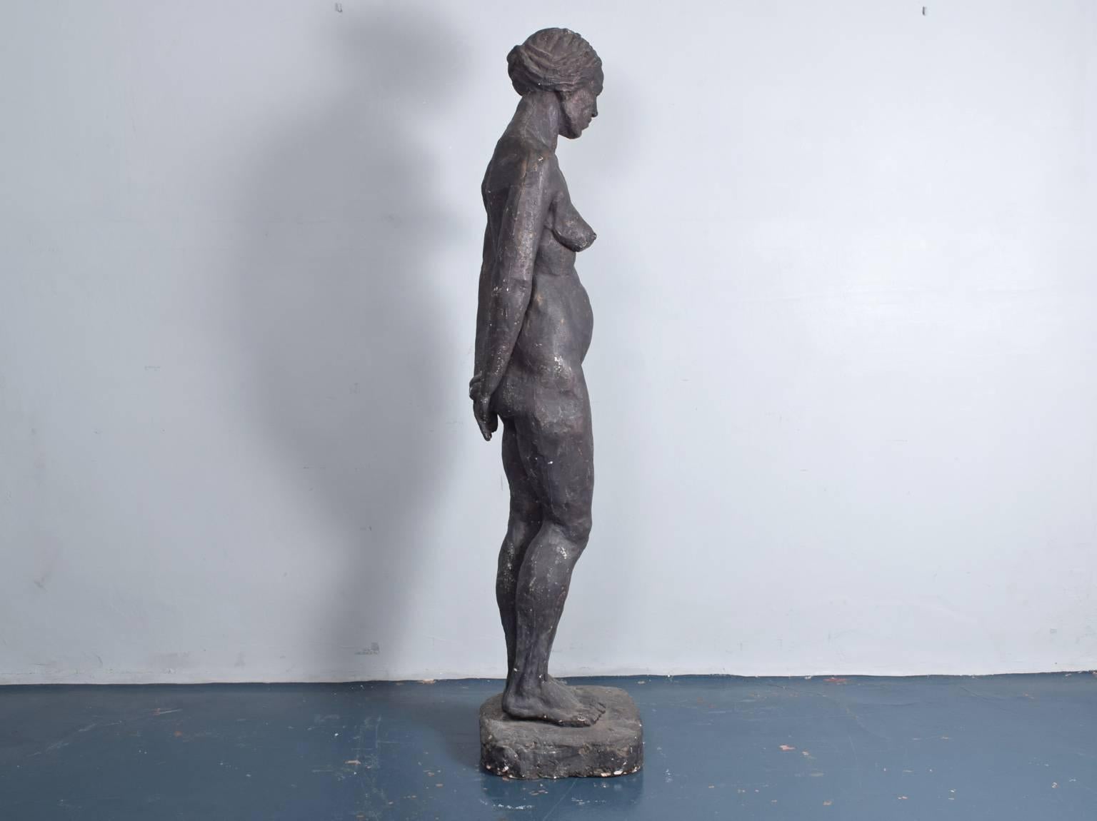 20th Century Lifesize Plaster Female Nude Sculpture 3