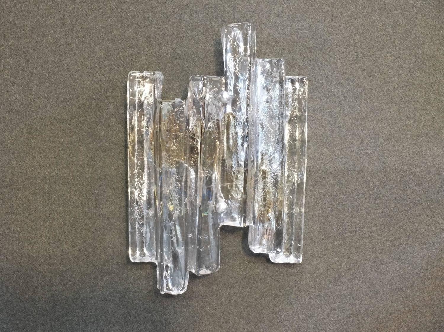 Wall Sconces, Kalmar, Clear and Gold Murano Ice Glass, 1960s at 1stdibs
