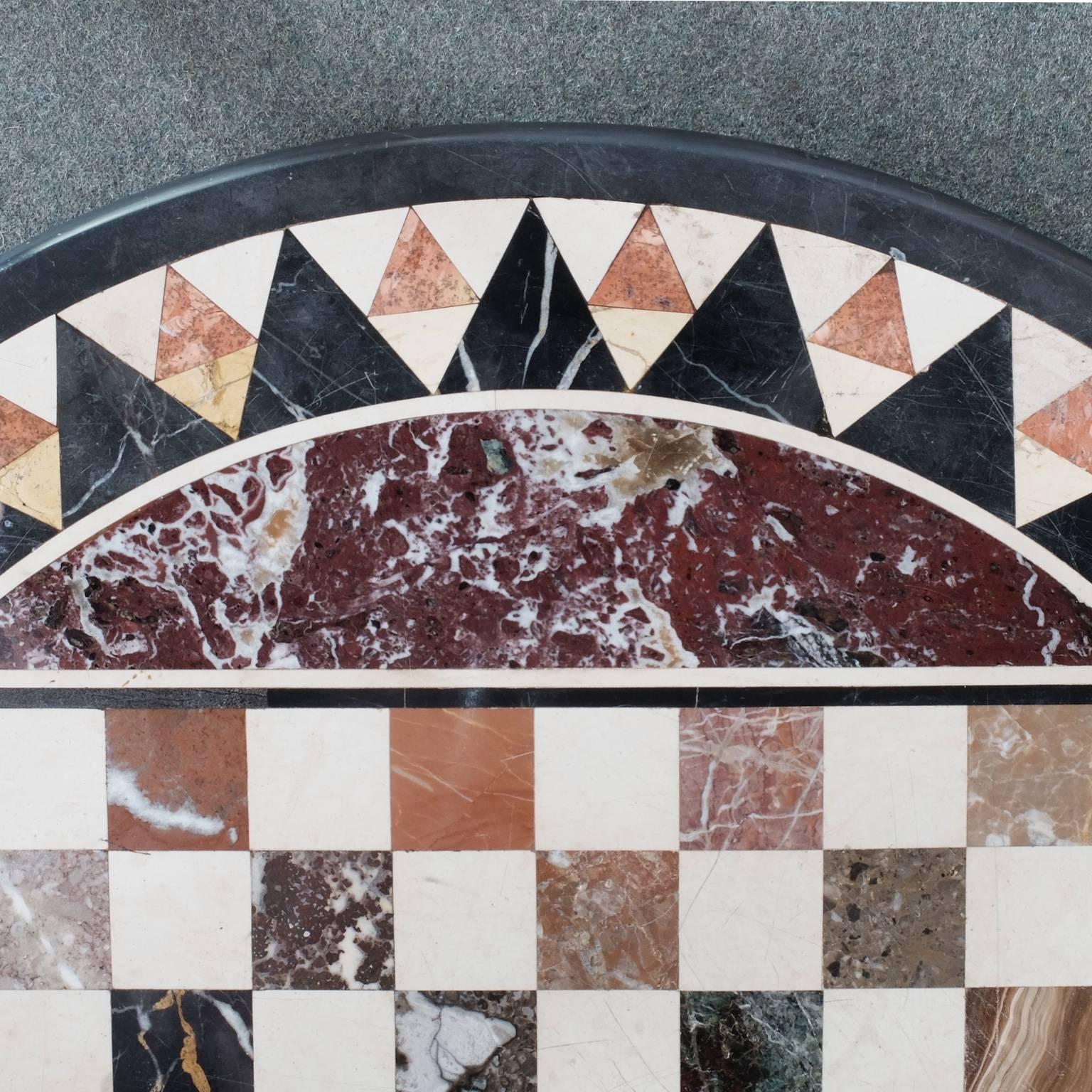 Regency 19th Century Italian Pietra Dura Specimen Marble Chess Board Tabletop For Sale