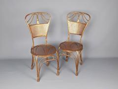 Italian Brass Gilded Metal 1960's Theatrical Side Chairs