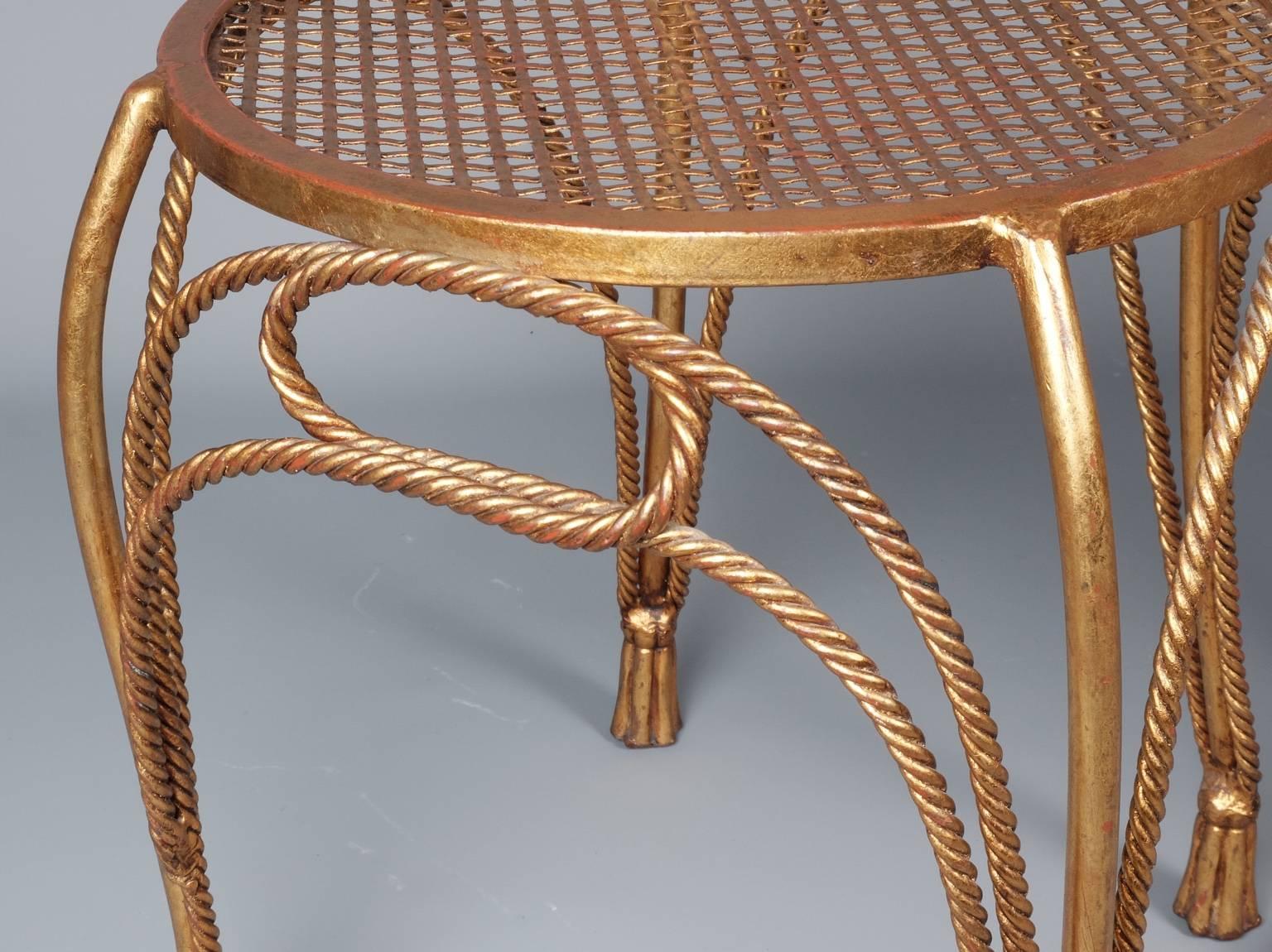 Italian Brass Gilded Metal 1960's Theatrical Side Chairs In Excellent Condition For Sale In London, GB