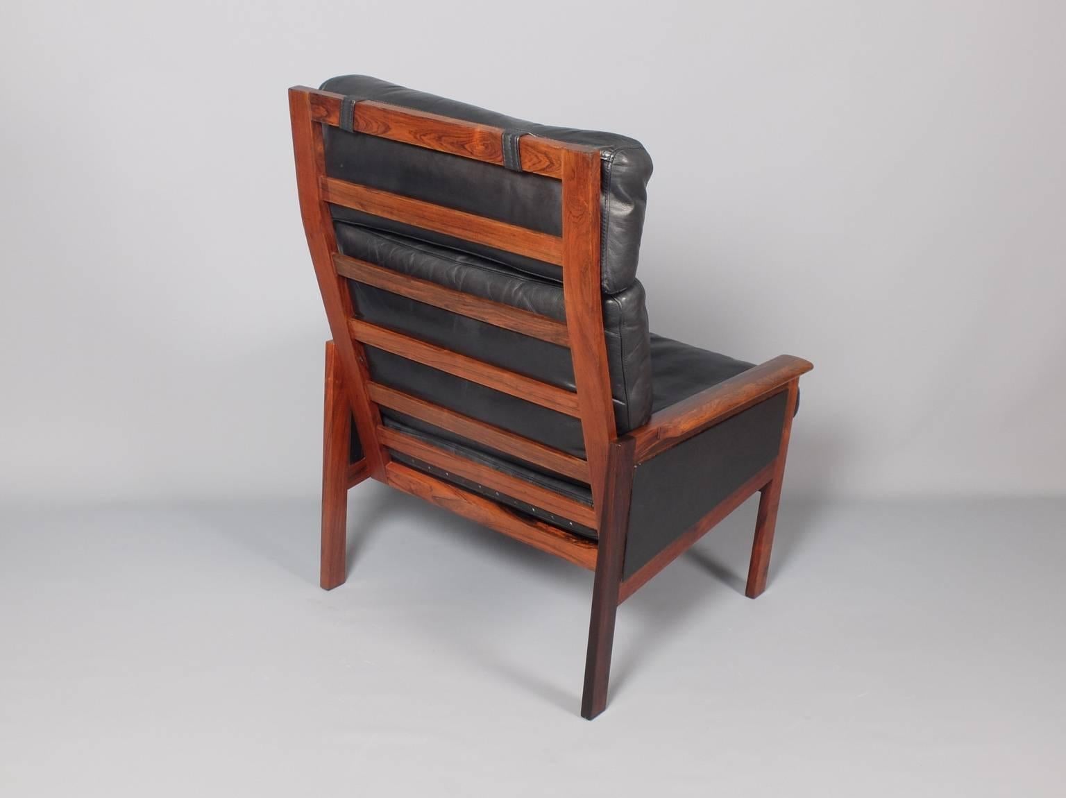Leather Illum Wikkelsø Rosewood Lounge Chair