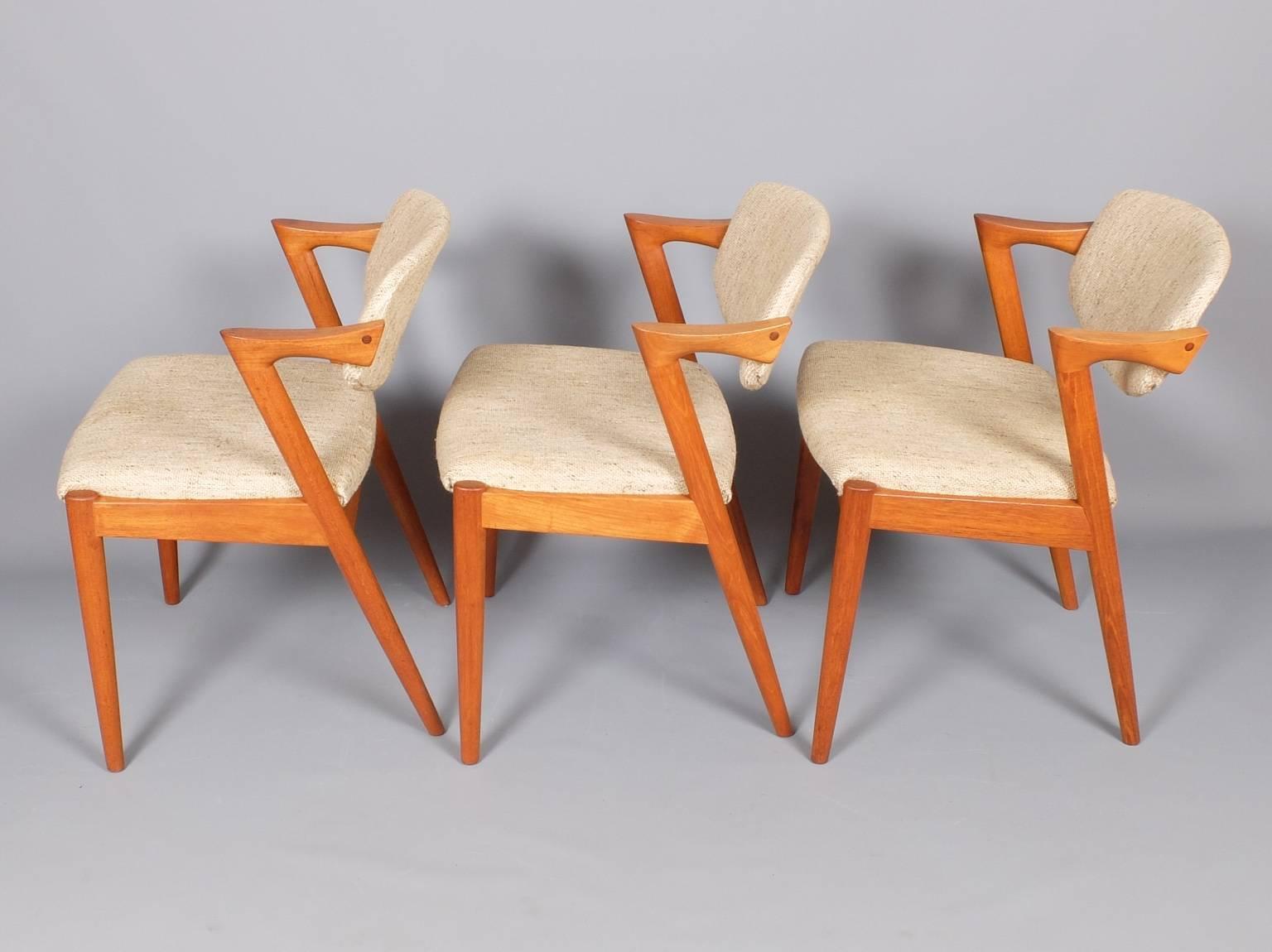 Scandinavian Modern Set of Six Kai Kristiansen Model 42 Teak Dining Chairs
