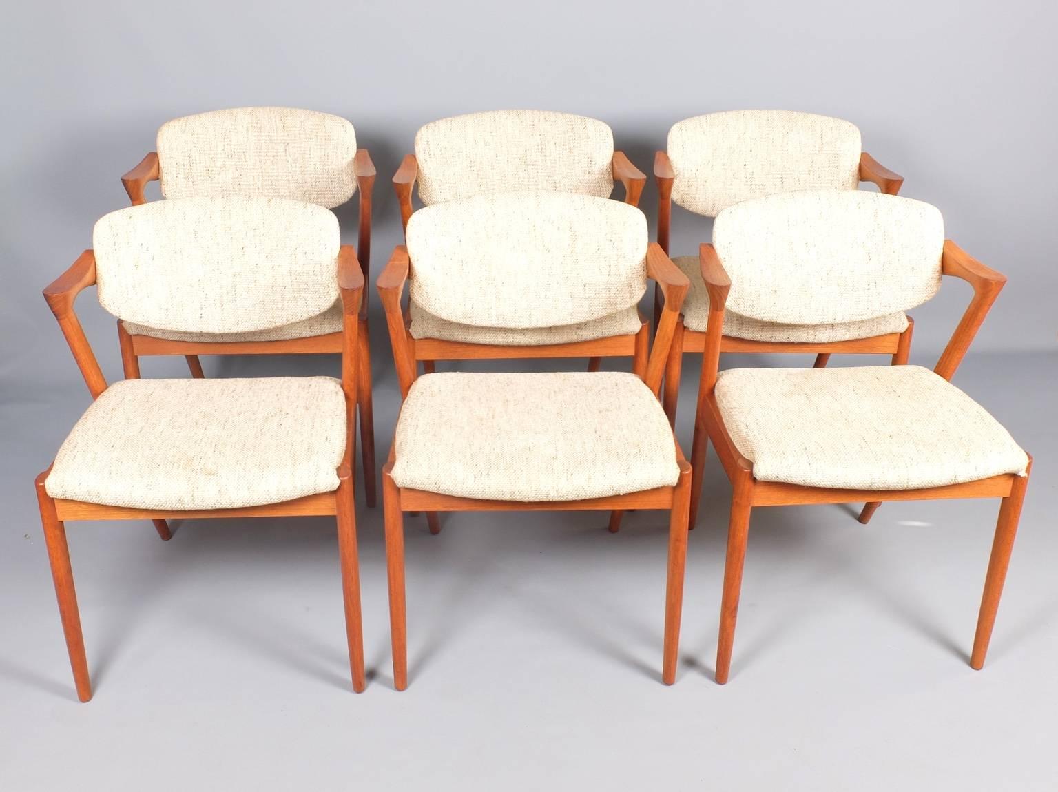 Danish Set of Six Kai Kristiansen Model 42 Teak Dining Chairs