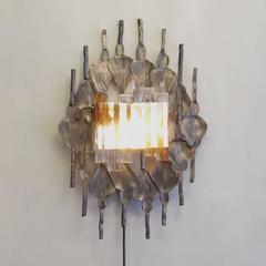 Brutalist Murano Wall Sconce by Tom Ahlstrom and Hans Ehrich 1970's