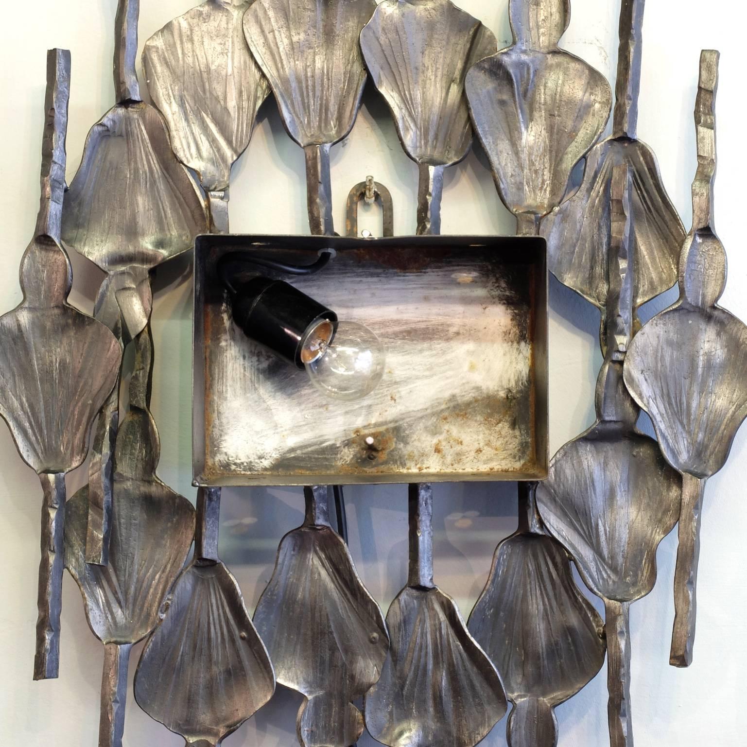 20th Century Brutalist Murano Wall Sconce by Tom Ahlstrom and Hans Ehrich 1970's For Sale