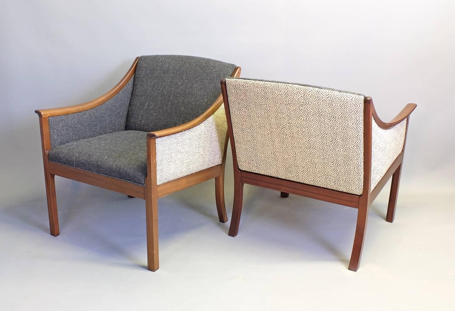 Scandinavian Modern Ole Wanscher for Poul Jeppesen Mahogany Sofa and Pair of Lounge Chairs, 1950s