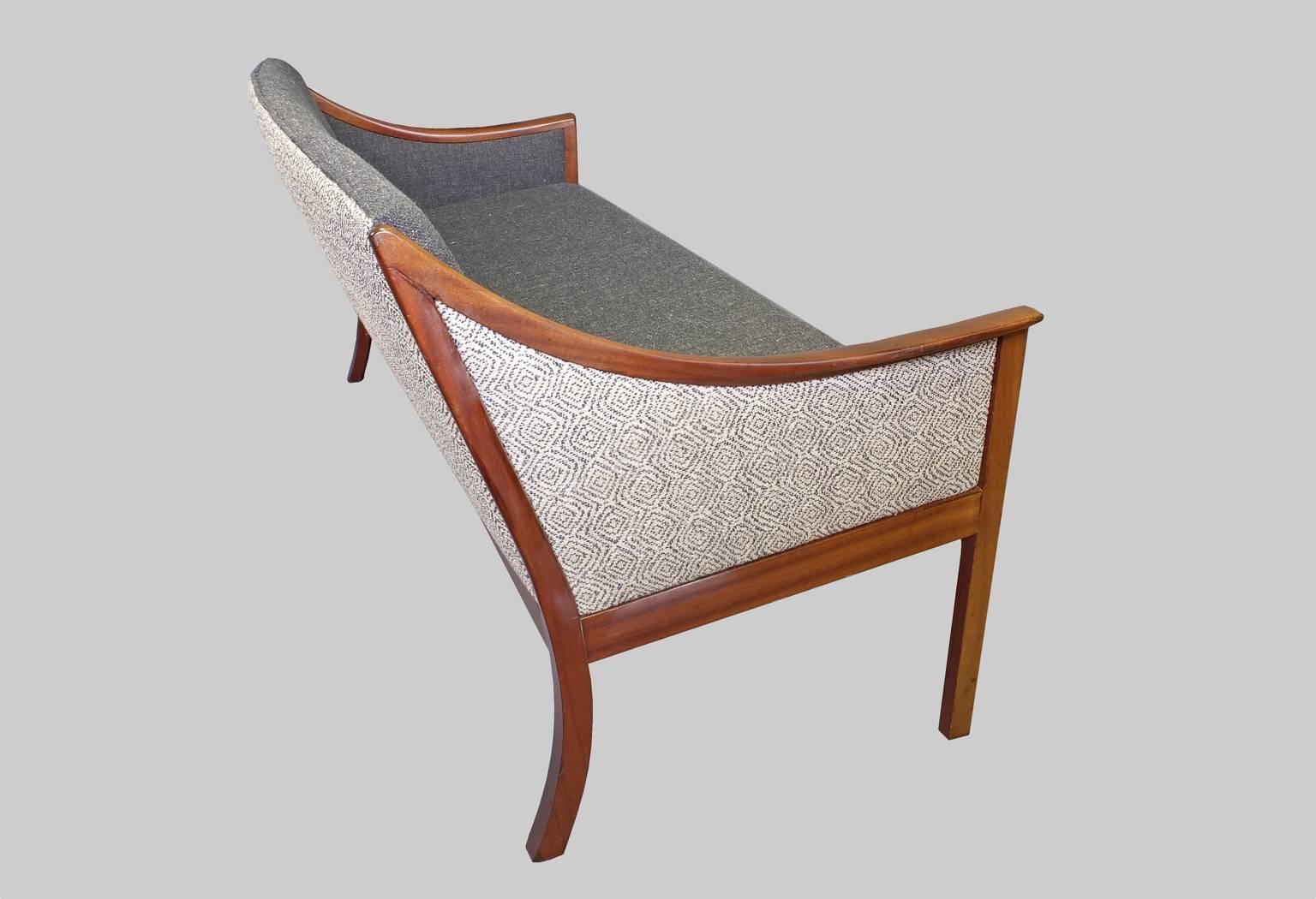 Fabric Ole Wanscher for Poul Jeppesen Mahogany Sofa and Pair of Lounge Chairs, 1950s