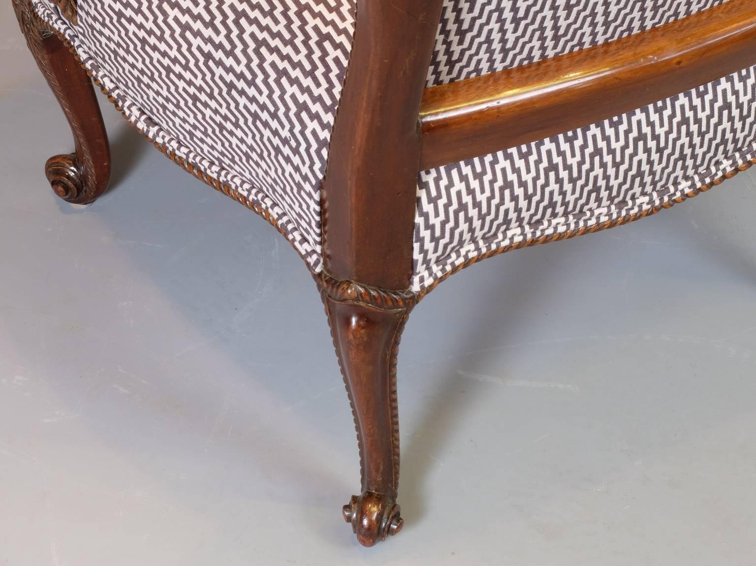 Pair of Late 19th Century Georgian Style Mahogany Library Chairs 1