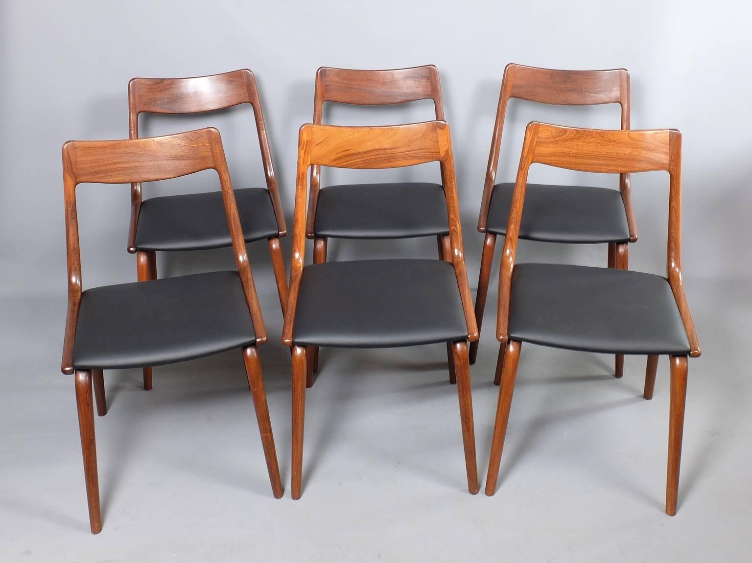 Set of Six Danish 1960s Erik Christensen Teak Boomerang Chairs 3