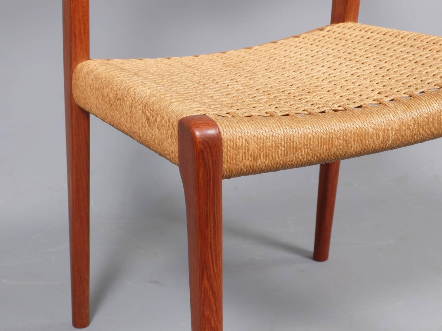 Papercord 1960's Niels O. Moller Model 71 Teak Dining Chairs