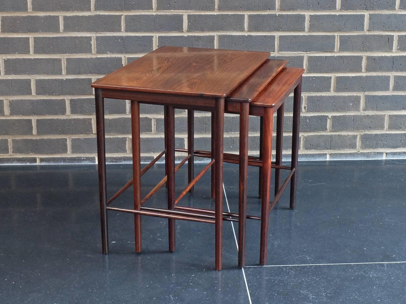 Scandinavian Modern Danish 1960s Rosewood Nest of Tables by Kai Winding for Poul Jepessen