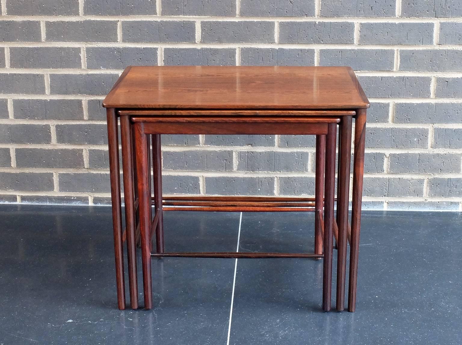 Palisander Danish 1960s Rosewood Nest of Tables by Kai Winding for Poul Jepessen