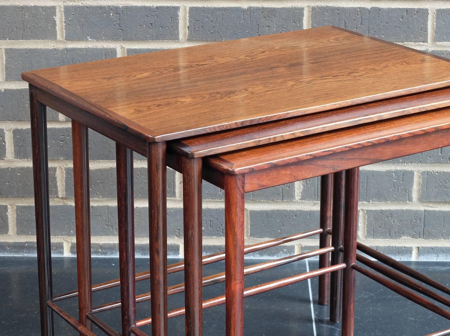 Danish 1960s Rosewood Nest of Tables by Kai Winding for Poul Jepessen In Good Condition In London, GB