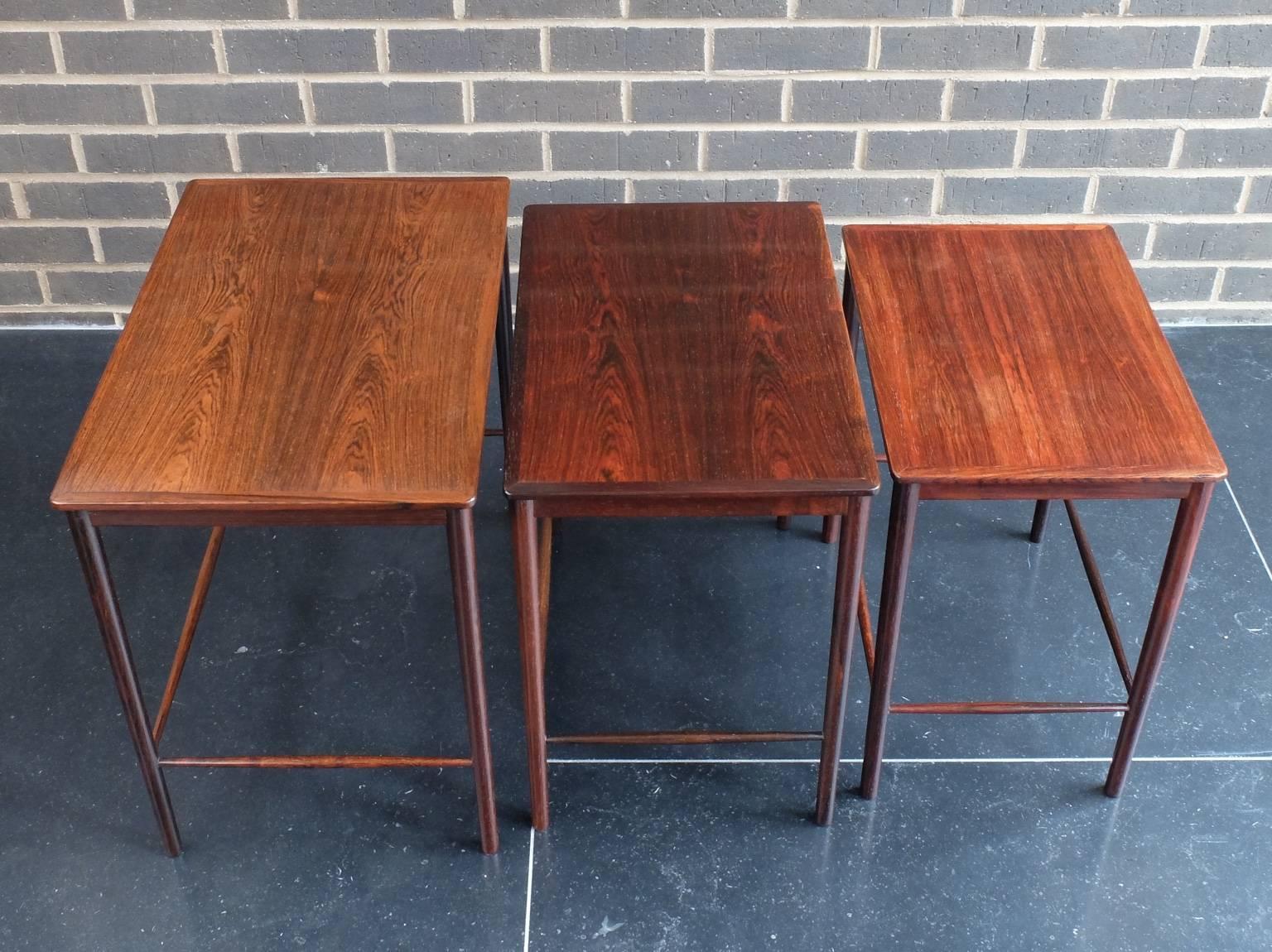 Danish 1960s Rosewood Nest of Tables by Kai Winding for Poul Jepessen 3