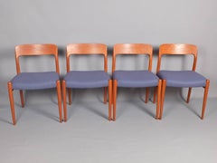 Niels Moller 1960 Danish Teak Dining Chairs, Model 75