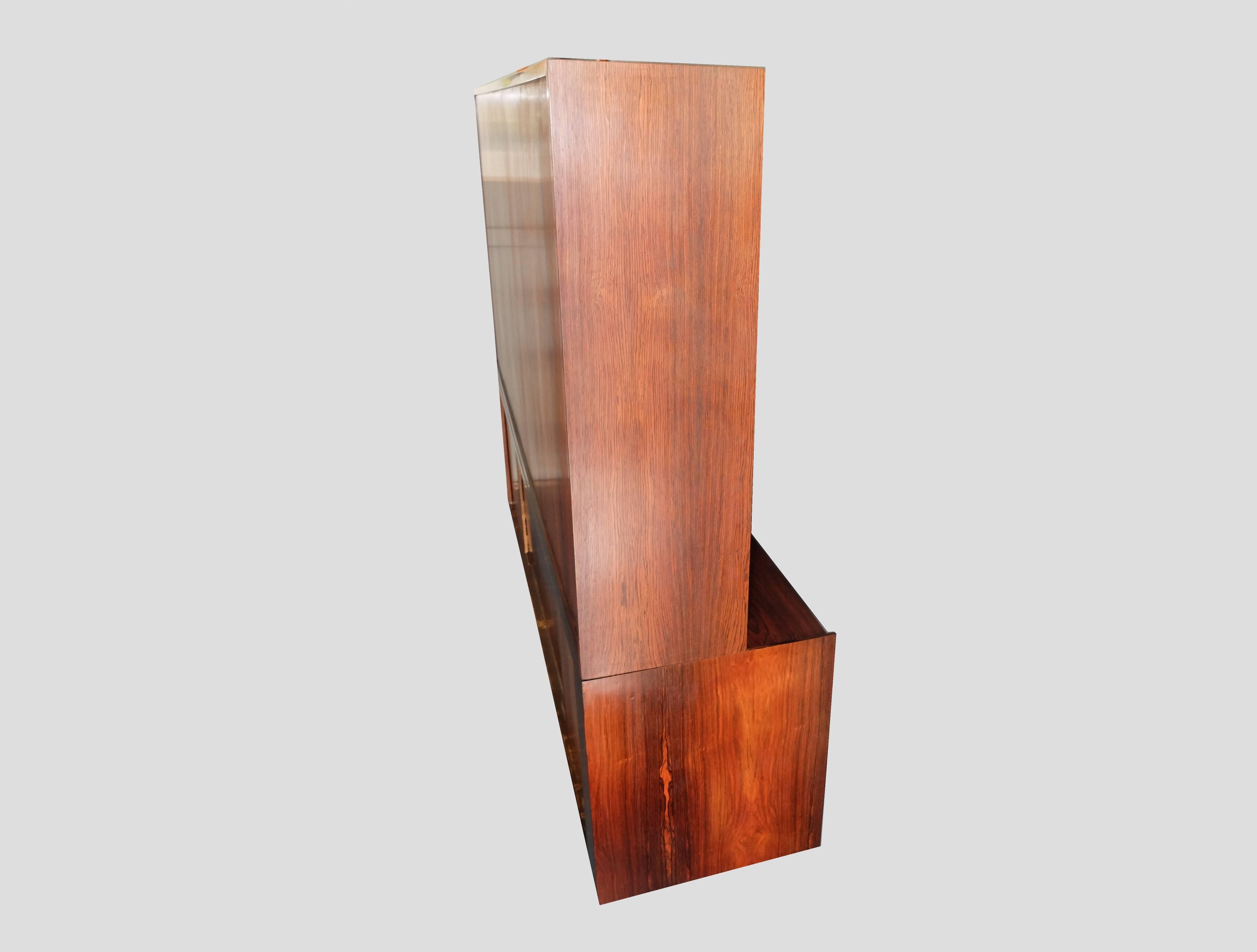 Hardwood Ib Kofod Larsen Rosewood Sideboard Credenza Bookcase Danish 1960s For Sale