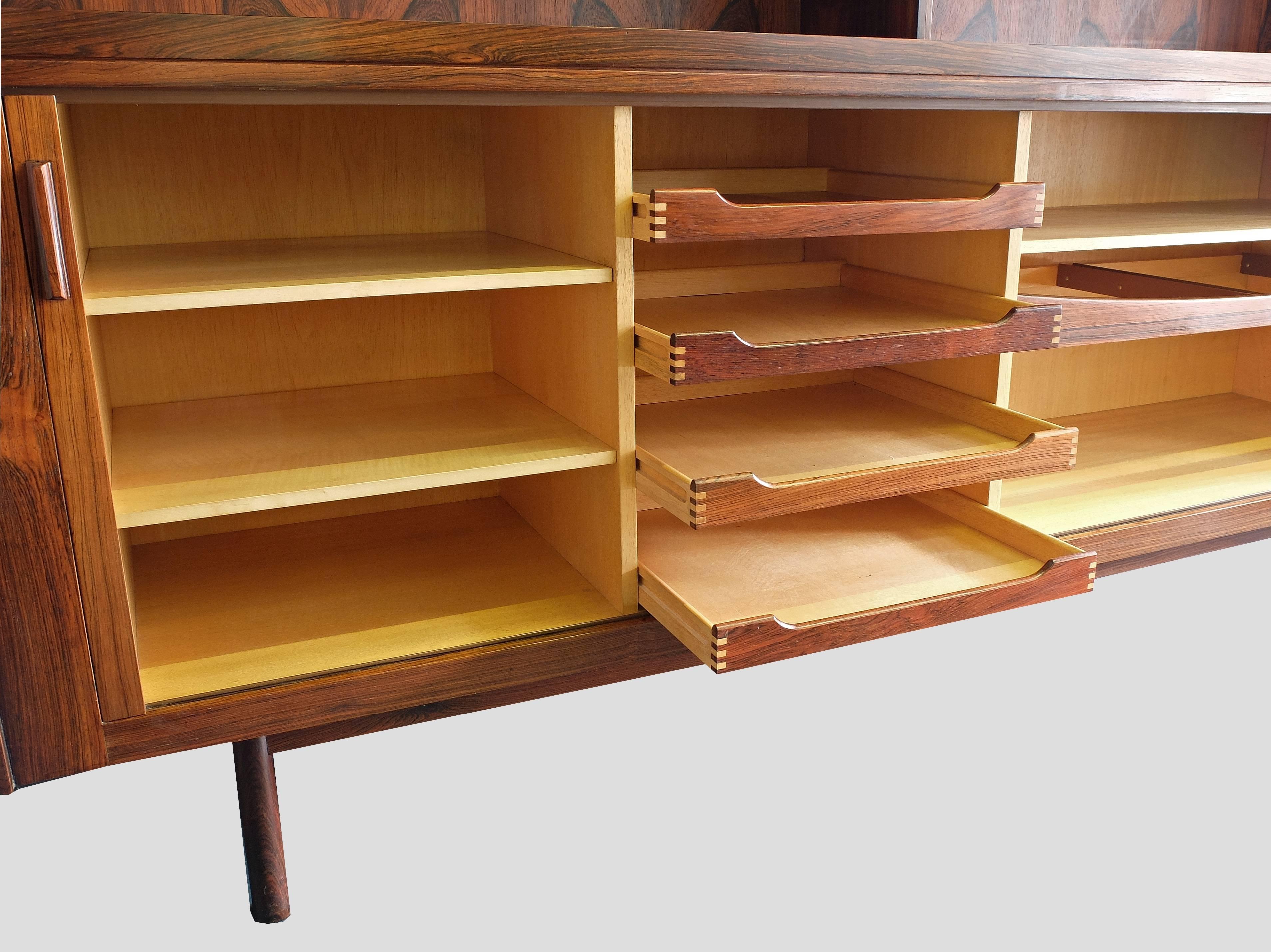 Mid-20th Century Ib Kofod Larsen Rosewood Sideboard Credenza Bookcase Danish 1960s For Sale