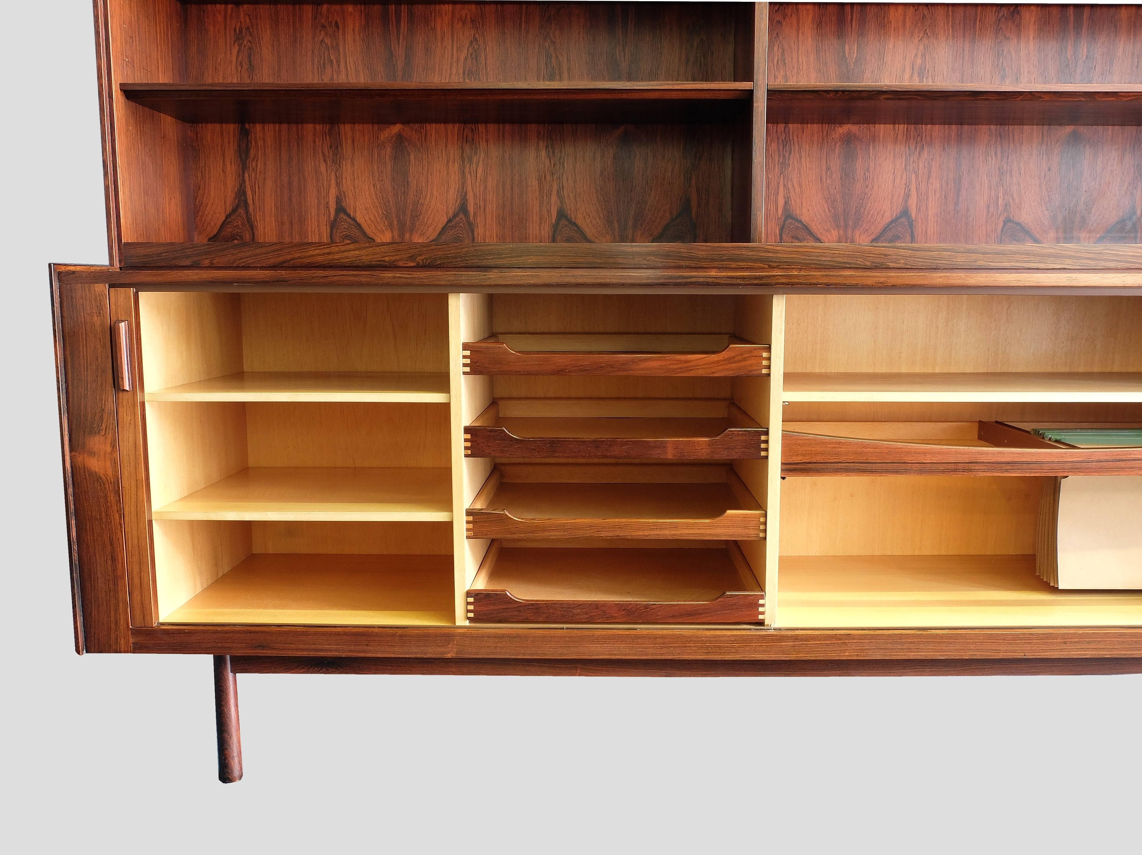 Ib Kofod Larsen Rosewood Sideboard Credenza Bookcase Danish 1960s In Excellent Condition For Sale In London, GB