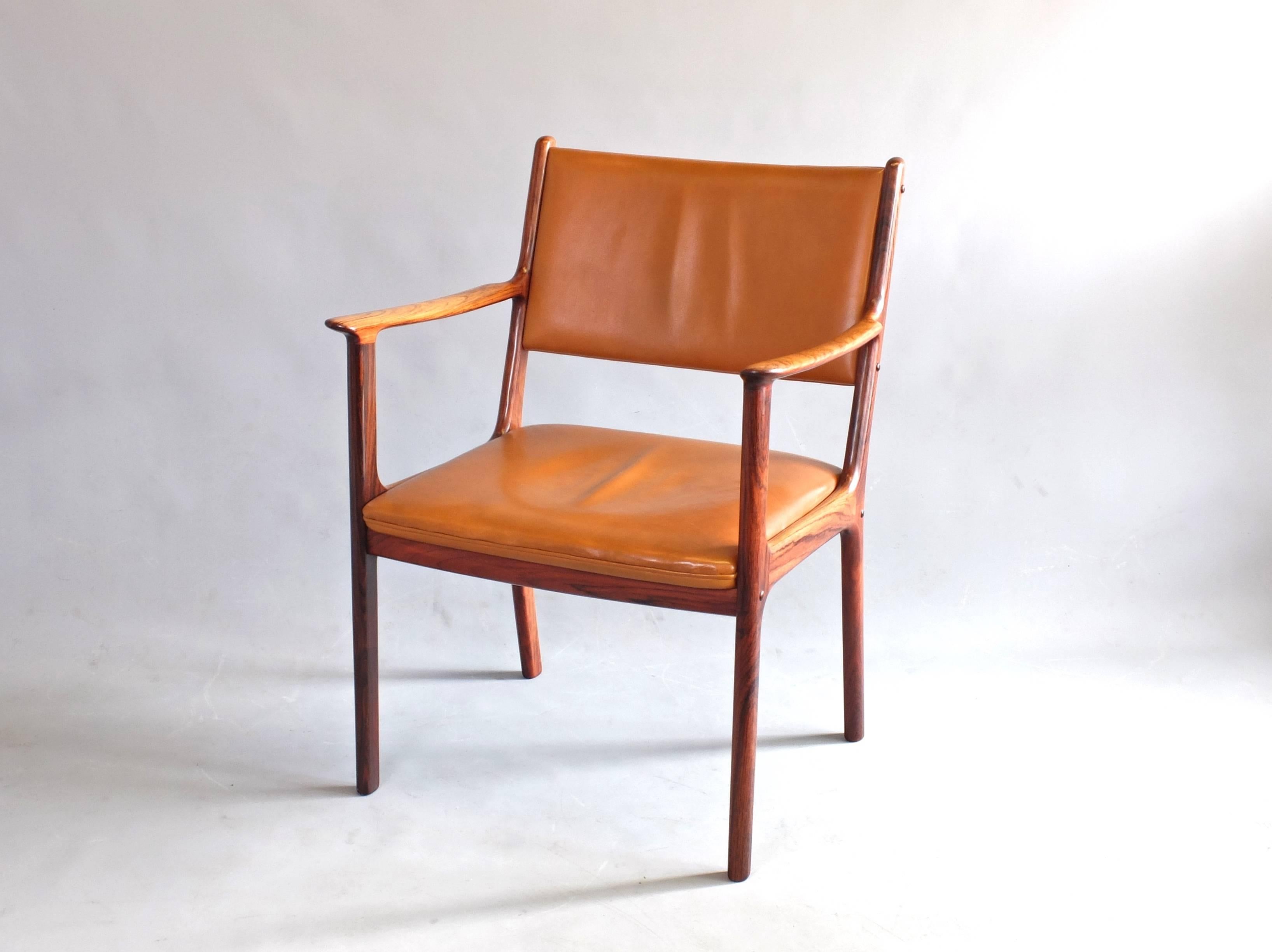 Mid-20th Century Ole Wanscher Model PJ412 for Poul Jeppesen Pair Armchairs 1960's Danish For Sale