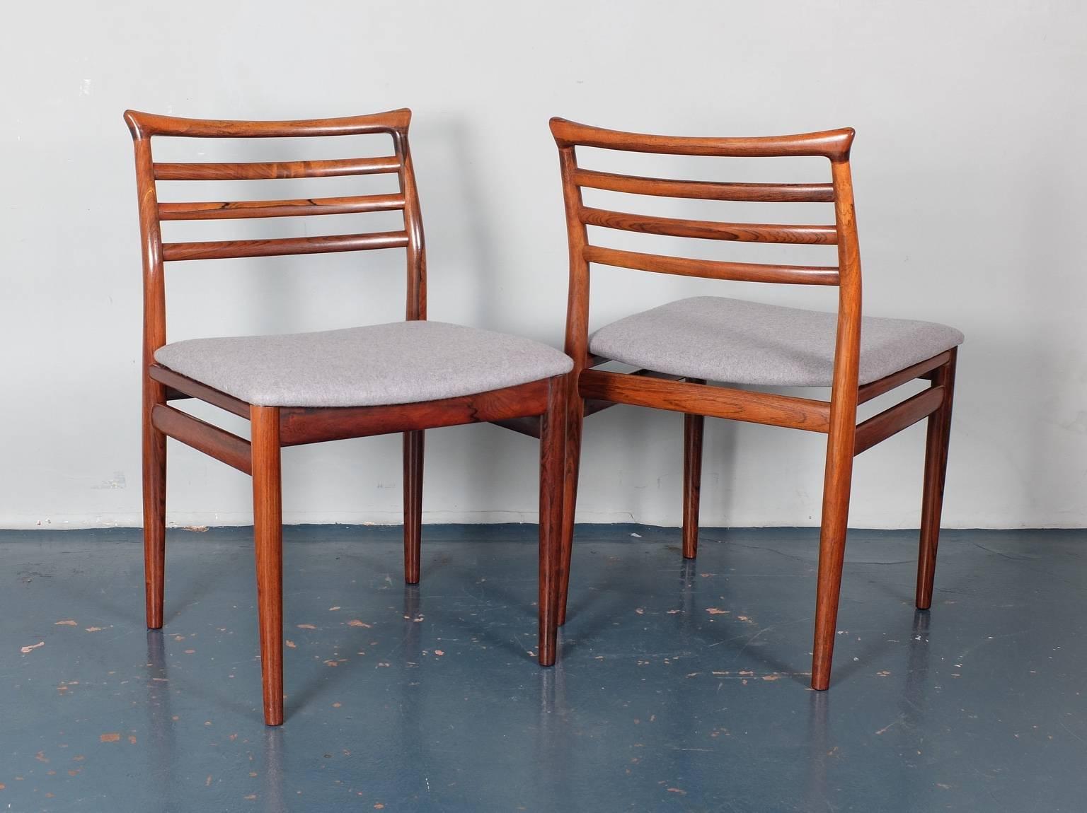 Scandinavian Modern Set of Six Danish Erling Torvits Rosewood Dining Chairs 