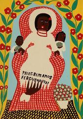 Famous Caribbean Artist Amos Ferguson Folk Painting, Motherhood