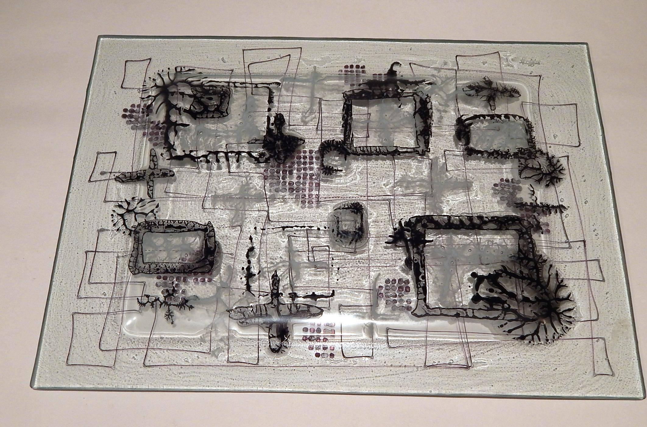 American Higgins Abstract Fused Glass Tray