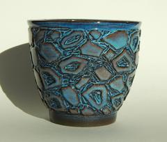 Portland Ceramist Ken Shores Blue Studio Vase, Biomorphic Design