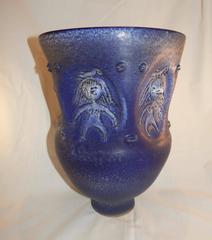 Edwin & Mary Scheier Large Ceramic Vase with Incised Figures, 1996