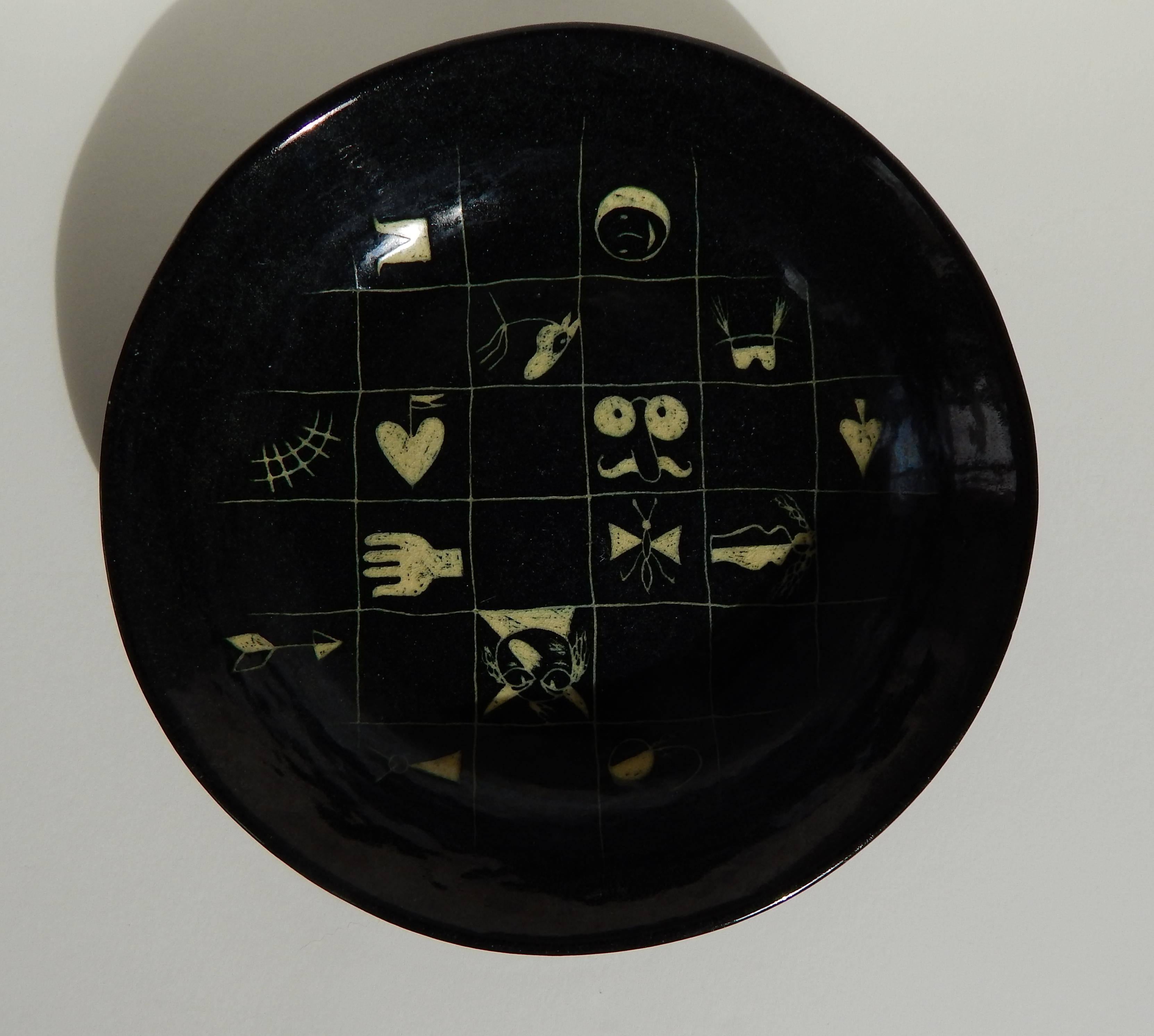 Mid-Century Modern Franz Bergmann Surrealist Studio Ceramic Plate, “Miscellanea” For Sale