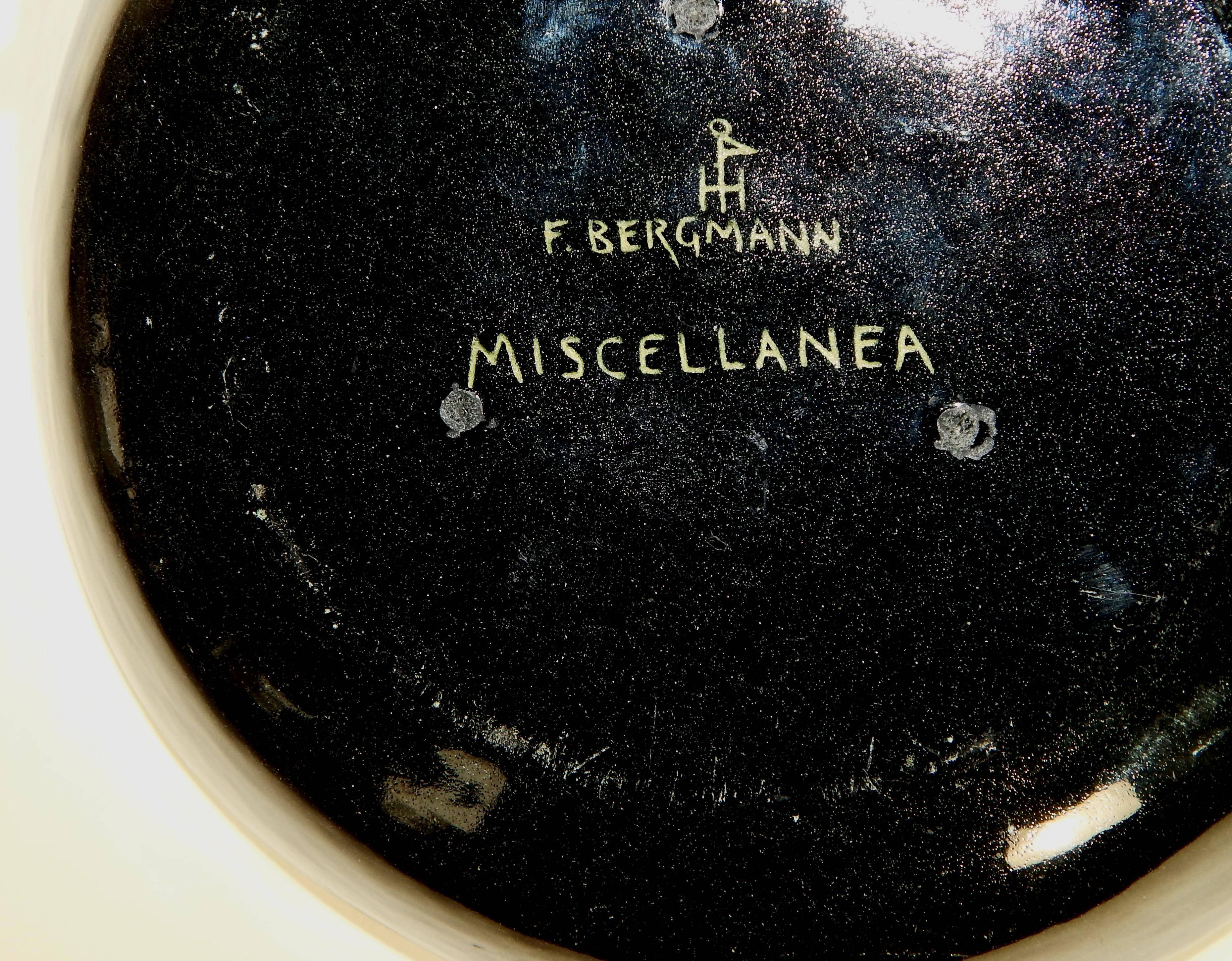 20th Century Franz Bergmann Surrealist Studio Ceramic Plate, “Miscellanea” For Sale