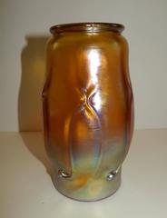 Tiffany Glass Iridized Tiffany Favrile Vase with Pigtail Prunts