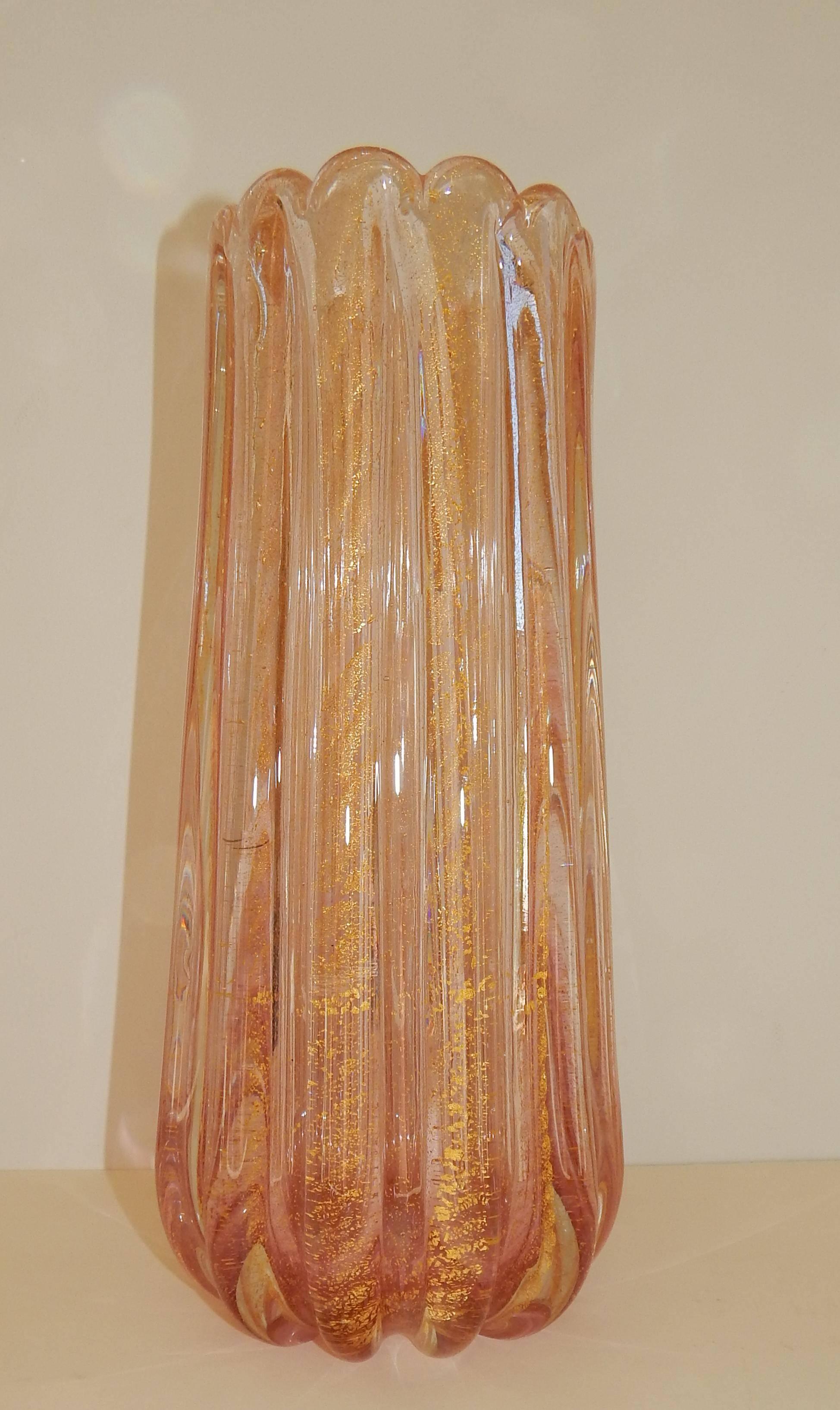 Mid-Century Modern Fratelli Toso Tall Venetian Glass Vase For Sale