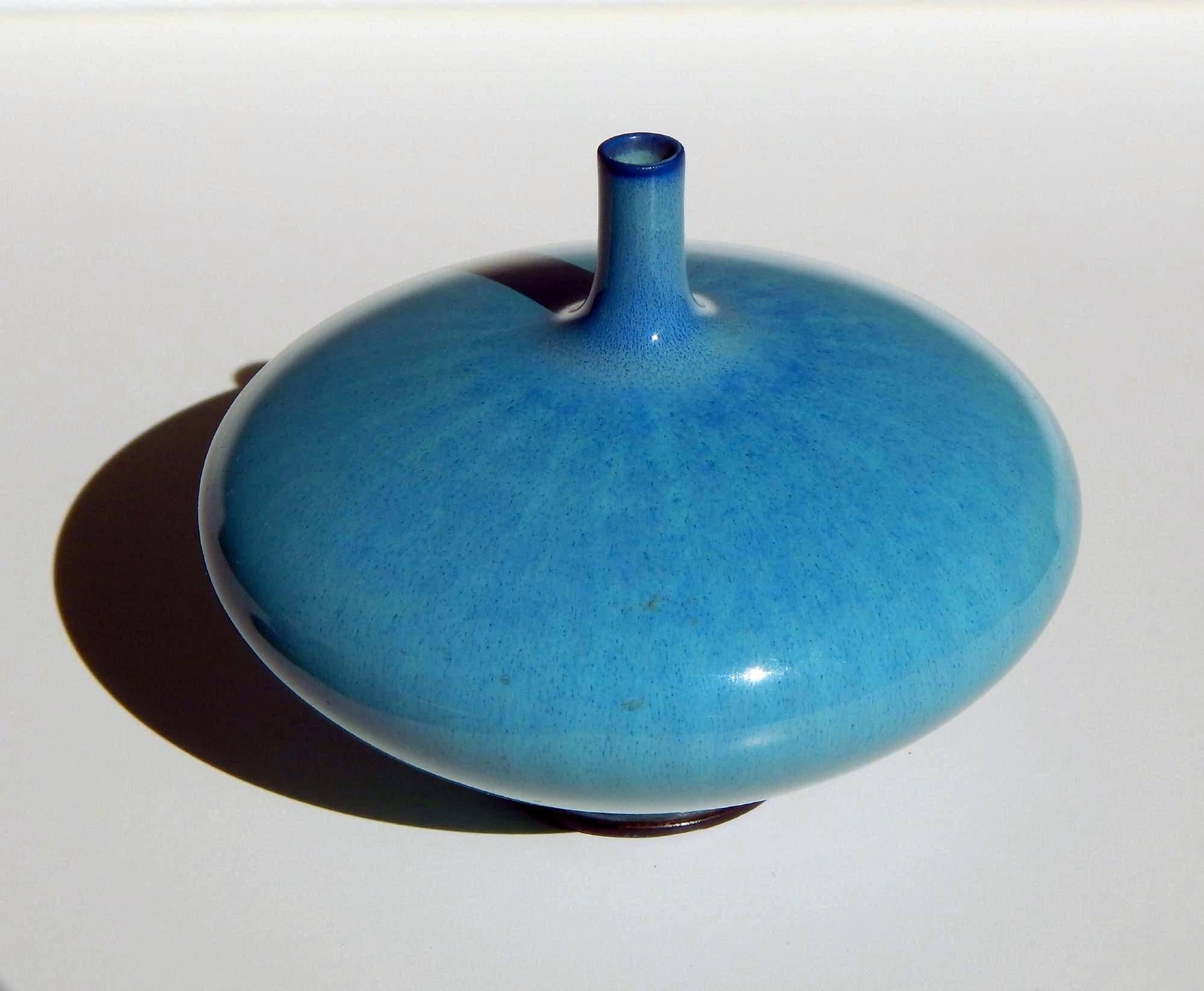 Mid-Century Modern Berndt Friberg Weed Pot with Blue Glaze, 1965 For Sale