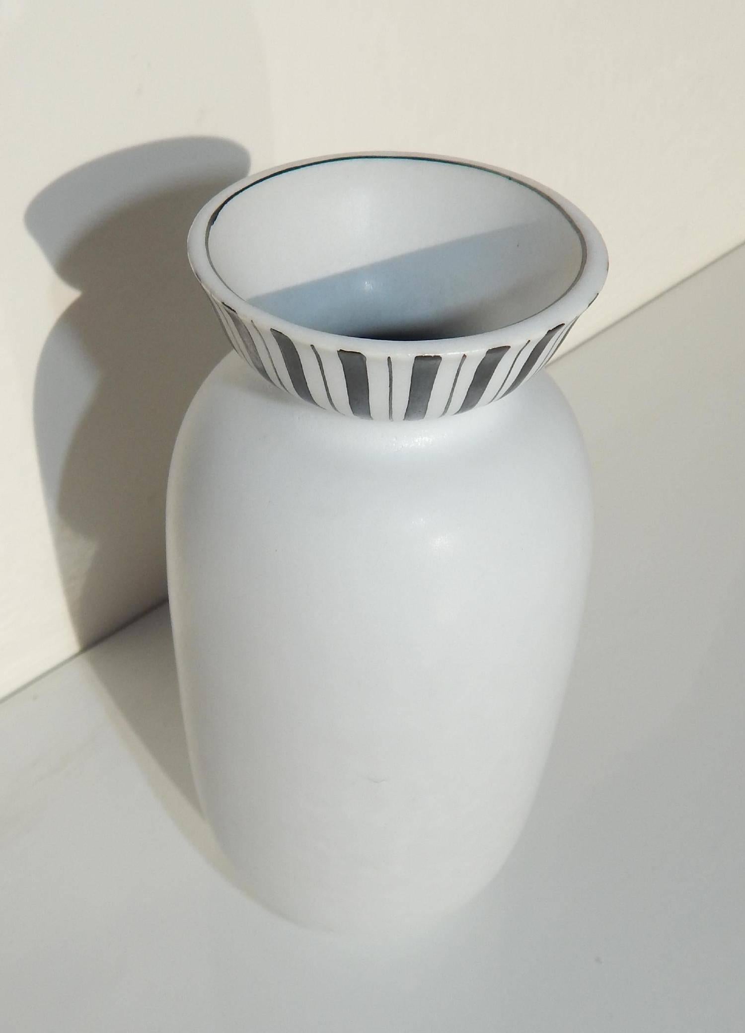 Swedish Gustavsberg Surreal Ceramic Vase with Silver Overlay by Stig Lindberg, Grazia