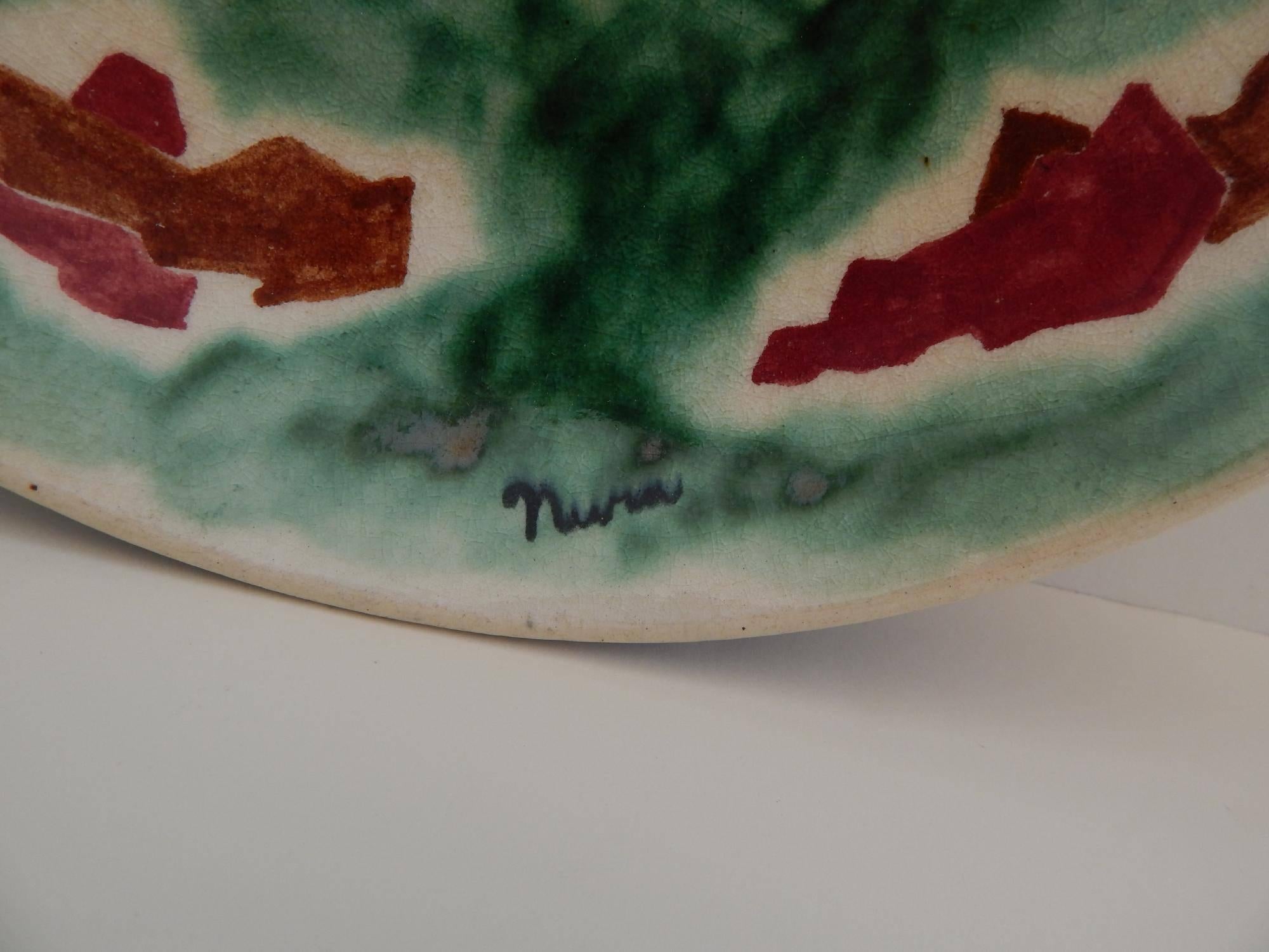 Mid-Century Modern Associated American Artists Ceramic Plate by Nura Woodson Ulreich, 1940s