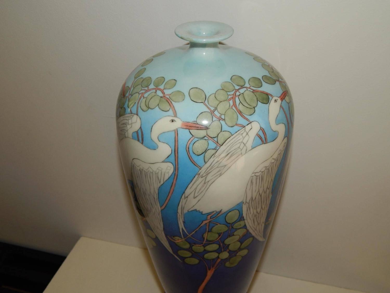 Art Nouveau Belleek Willets Hand Painted Porcelain Vase, 1908 For Sale