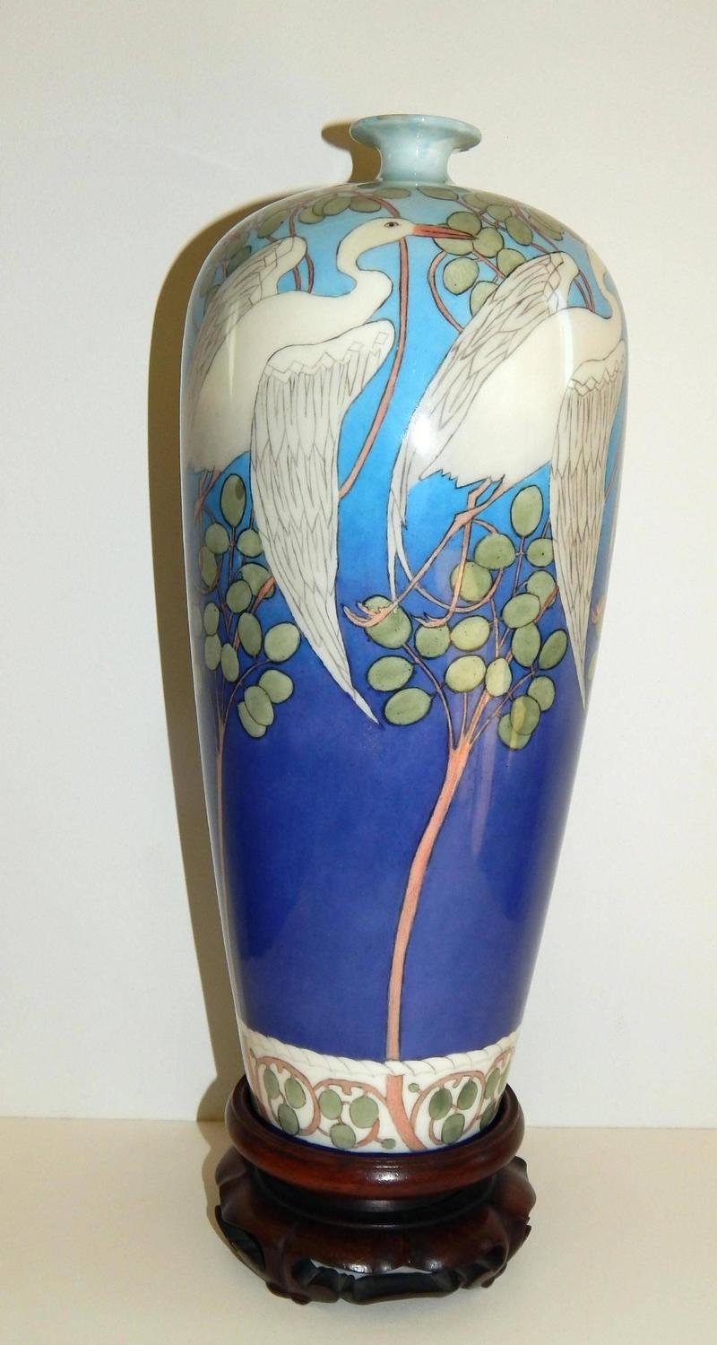 Art Nouveau Belleek Willets Hand Painted Porcelain Vase, 1908 For Sale