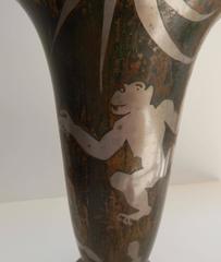 French Art Deco Dinanderie Metalware Vase Signed George